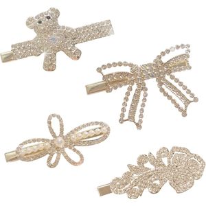 **Haarclips Set - Strass Haaraccessoires voor Meisjes en Vrouwen - Stijlvol en Feestelijk - 4 Stuks**