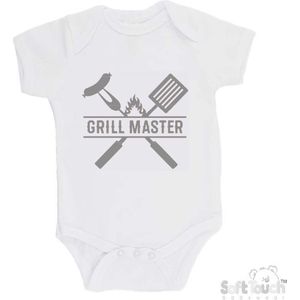 100% Katoenen Romper ""Grill Master"" Unisex Katoen Wit/grijs Maat 56/62