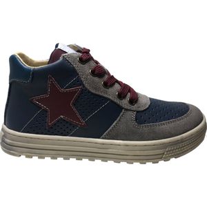 Naturino Hess High - mt 32 - veter rits bordo ster lederen hoge sneakers - Blauw grijs