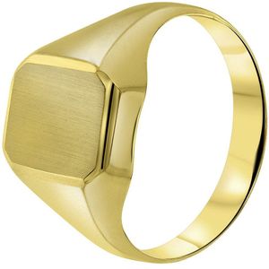 Lucardi Heren 14 Karaat geelgouden zegelring zeskant - Ring - 14 Karaat Goud - Geelgoud - 19 / 60 mm