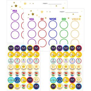 Weekplanner Kind met Stickers - Weekplanner Kind - Huiswerkplanner - Beloningssysteem met Stickers - Planner - Dagplanner - ADHD Kinderen - ADHD - Organiseren - Beloningssysteem - Beloningskalender - Beloningsplanner - Beloningssysteem Kind