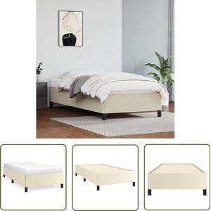 vidaXL Bedframe - Kunstleer - crèmekleurig - 90x200 cm Bed Frame - Kunstleder Bed - Tweepersoons Bed - Creme Bed - Boxspring Frame