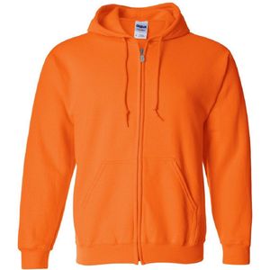 Gildan Zware Blend Unisex Adult Full Zip Hooded Sweatshirt Top (Veiligheid Oranje)