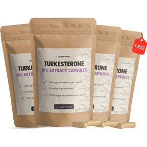 Cupplement 240 Turkesterone Capsules 10% Extract Ajuga Turkestanica 500 MG Per Capsule 3+1 zak gratis - Testosteron & Testosterone booster - Alternatief Tongkat Ali & Fadogia Agrestis - Geen 2000 mg of 1000 mg - Turksterone