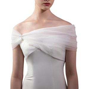 Allecto plus - Afneembare bruidssjaal van tule voor bruiloft, wit met pofjurk, accessoire voor bruiloftskostuums