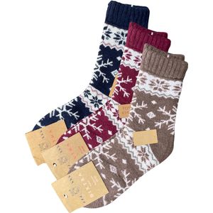 3 Paar - Alpaca Wollen Sokken - Maat 38-42 - Huissokken - Wintersokken - Vrijetijdsokken - Wandelsokken