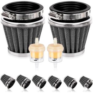 54mm Motorfiets Luchtfilter 2 Stuks - Brandstoffilter Assortimentset - Universele Kegelinlaat Luchtreiniger - Vervanging voor 50cc 110cc 125cc 150cc 200cc Atv Dirt Bike .