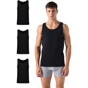 Burnell & Son Tanktop, Onderhemd Heren, Katoen, Mouwloos, Slim Fit, x3 Zwart, (S-3XL)
