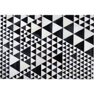 ODEMIS - Laagpolig vloerkleed - Zwart - 140 x 200 cm - Koeienhuid leer