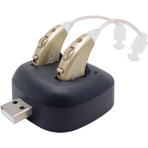 Oplaadbare Achter-het-Oor Versterker met USB-Dock - Premium Goud