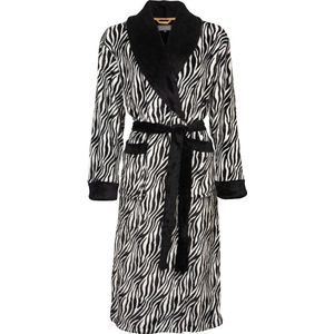 Irresistible - Dames Badjas - Fleece - Zebra Zwart/Wit - Maat XXL