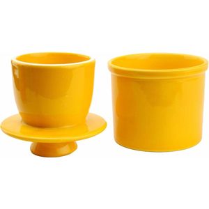 Ronde Boterkruik met Deksel - Ideaal voor Verse Smeerbare Boter - Perfect als Housewarming Cadeau in Citroengeel