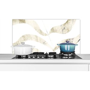 Spatscherm keuken 100x50 cm - Kookplaat achterwand Bladeren - Pastel - Design - Muurbeschermer - Spatwand fornuis - Hoogwaardig aluminium