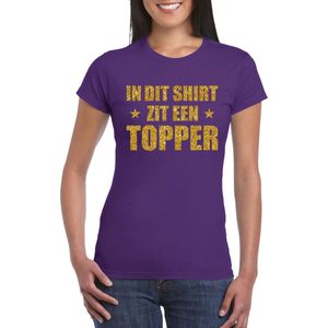 Toppers in concert - In dit shirt zit een Topper gouden glitter t-shirt paars voor dames - Toppers shirts XS