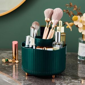 Inovra ® Huidverzorgingsorganizer, 360° roterende make-upkwastenorganizer, kaptafelorganizer met 5 compartimenten, roterende kwastenorganizer voor cosmetica, parfum, sieraden, groen, 42005