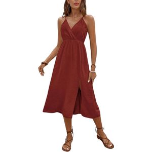 Nivard Open Rug Jurk - Backless - Body - Jurk - Shirt - Donkerbruin - Maat XXL