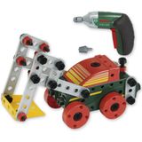 Klein Toys Bosch Multitech Ixolino II bouwpakket - 107 onderdelen, schroevendraaier, steeksleutel en accuschroevendraaier - incl. handleiding voor 11 modellen - groen rood geel