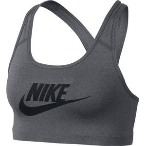 Nike Swoosh Futura Bra Sportbeha Dames - Carbon Heather/Black
