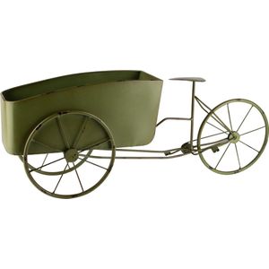 Dekoratief | Plantenhouder bakfiets, groen, metaal, 64x14x25cm | A240990