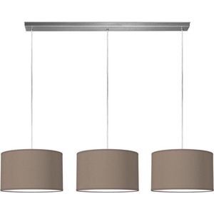 Home Sweet Home hanglamp Bling - verlichtingspendel Beam inclusief 3 lampenkappen - lampenkap 35/35/21cm - pendel lengte 100 cm - geschikt voor E27 LED lamp - taupe