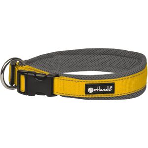 PETLANDO Outdoor Halsband - Polyester - Mesh voering - Geel - L - Nekomtrek 50 - 55 cm (GELIEVE ALVORENS BESTELLEN OPMETEN)