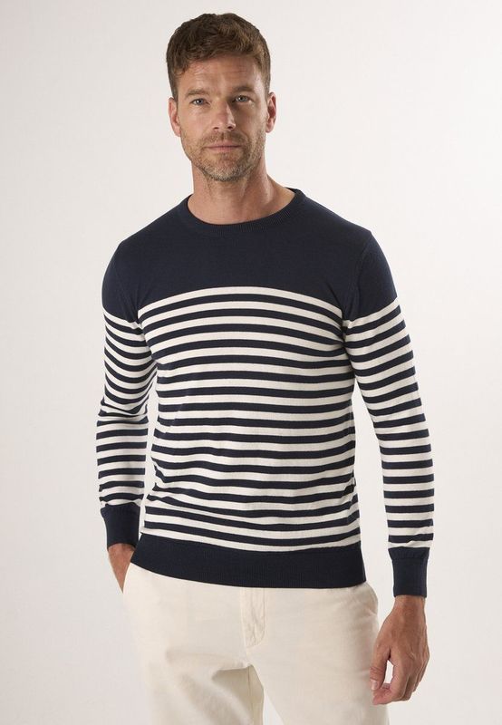 Felix Hardy - Ronde Hals Trui - Navy - %100 Katoen - Heren