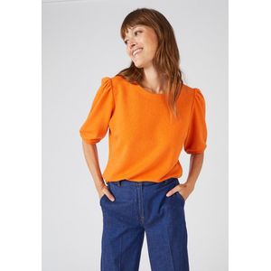 Damart - T-shirt in jacquardtricot met glanseffect - Dames - Oranje - L