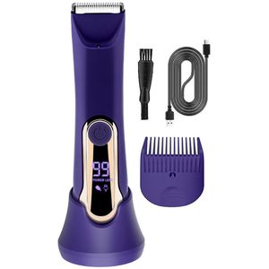Bikinilijntrimmer voor dames - Persoonlijke schaamhaartrimmer - Elektrisch scheerapparaat voor vrouwen - Voor oksels, benen, armen, lichaamshaar en intieme zones - LED-licht, keramisch mes - IPX7 - Oplaadbaar - LCD-scherm