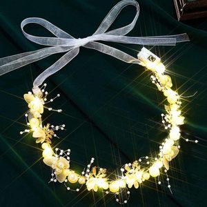 JHubers Goods - Oplichtende parel bruid bruiloft hoofdbanden goud LED bloem haaraccessoires