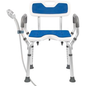 Shower Chair with Armrests and Backrest for Seniors - Tool-free Assembly, Height Adjustable (Load Capacity 150 kg)