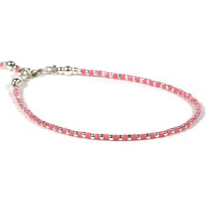 Heaven Eleven - Enkelbandjes meisjes zilver 925 - roze - 1mm maat 19cm