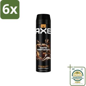 AXE - Deodorant Spray - Dark Temptation - Chocoladegeur - Verleidelijk Fris - 200 ml - Voordeelverpakking - 6 stuks - Deodorant spray - Mannelijke geur