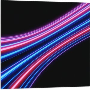 Vlag - Cirkelvormige Roze, Paarse en Blauwe Neon Strepen - 80x80 cm Foto op Polyester Vlag