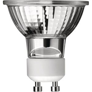 Standaard halogeenspot. Goede lichtkwaliteit. 50W, helder, GU10-fitting.