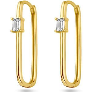 Zilver Verguld (Geel) Klapoorringen Paperclip Zirkonia 1 Micron 2103533