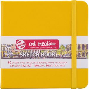 Schetsboek - Tekenboek - Harde kaft - Met Elastiek - Golden Yellow - 12x12cm - 140gr - 80 blz - Talens