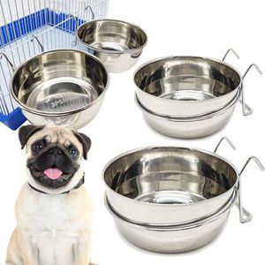 2 stuks Hond Kooi Feeder - Kom Roestvrij Stalen Haak Feeder Container 4 Maten Hanger voor Vogel Papegaai Kleine Hond BPS-11132 x 2