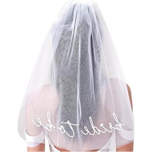 Geborduurde sluier voor vrijgezellenfeest - Toekomstige bruid accessoire - Wit - L .