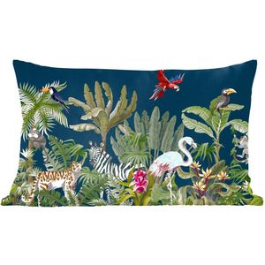 Sierkussens - Kussentjes Woonkamer - 50x30 cm - Jungle - Planten - Dieren - Kinderen - Flamingo - Zebra