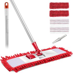 360° Rotating Flat Mop met Telescopische Steel en Wasbare Microvezel Pads voor Droge en Natte Vloeren