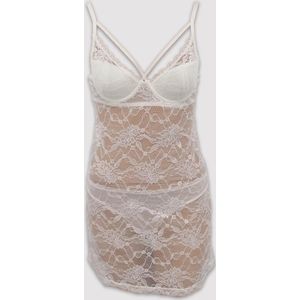 Viuma Dames Ecru 466151 Sexy Gevoerde Met En Kanten Lingerieset Met Beugels Bruidsschat Nachtjapon