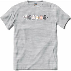 Katten vrienden - T-Shirt - Dames - Donker Grijs - Gemêleerd - Maat 3XL