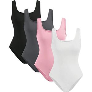 Nivard Bodysuit Dames - Jumpsuit - Corrigerend Ondergoed - Body plunge - Lingerie - Setje Vrouwen - 4 Pcs - Gemengd 3 - Maat M