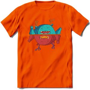 Casual monsters T-Shirt Grappig | Dieren Kleding Kado Heren / Dames | Animal Skateboard Cadeau shirt - Oranje - 3XL