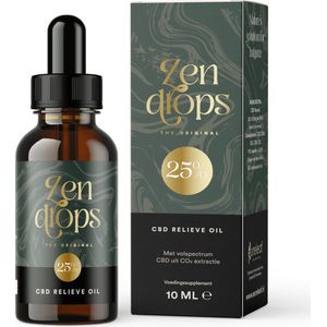 Eureleaf Zendrops CBD olie 25% - 10ml natuurlijke hennepolie, vol spectrum CBD, Europees natuurproduct, Vegan olie, Cannabidiol
