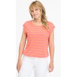 Ragwear - Tulsa - T-shirt - Roze/Oranje Gestreept - 50% Viscose, 50% Polyester