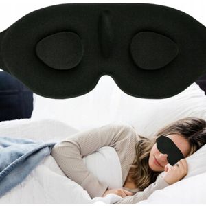 3D-slaapmasker met oordopjes - Verstelbaar en comfortabel Zwart