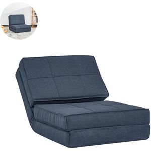 Slaapstoel - Uitklapbaar - Slaapbank - Logeerbed - Zetelbed - Slaapfauteuil - Vouwbed - 1 persoons - Zeer comfortabel - Donkerblauw