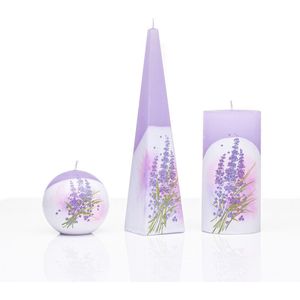 Kaarsen - Set Handgeschilderd - Lavendel - cadeau