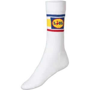 1 paar Lidl Sokken maat 39-42- Sportsokken - Festival Sokken - Fanwear - Fancollectie Lidl - Fanwear - Witte Sok